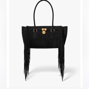 Michael Kors Hamilton Moderne Fringe Suede Leather East West Shoulder Tote, NWT